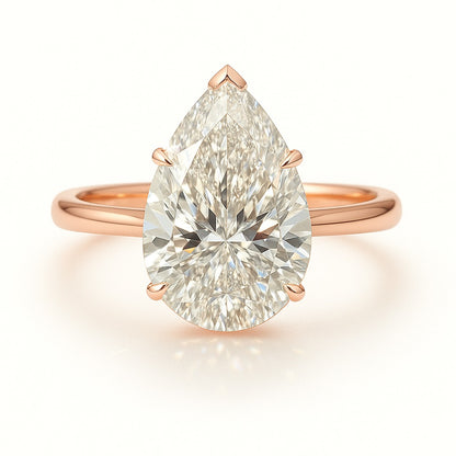 2 Carat Pear Lab-Grown Solitaire Engagement Ring - 18K Yellow Gold