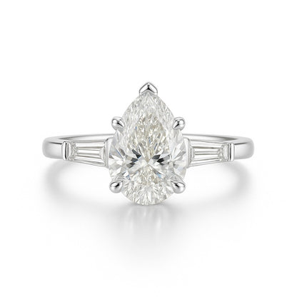 2 Carat Pear Lab-Grown Trilogy Engagement Ring 18k White Gold