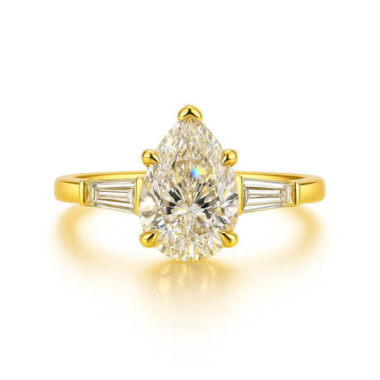 2 Carat Pear Lab-Grown Trilogy Engagement Ring 18k White Gold