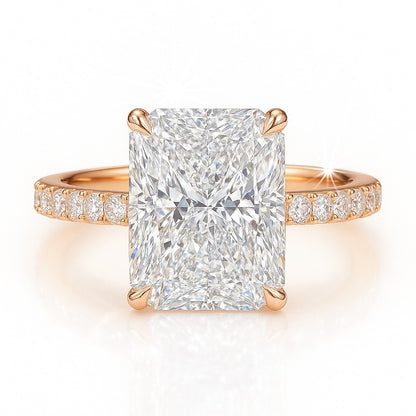 3.5 Carat Lab-Grown Diamond Band Engagement Ring 18k White Gold – Radiant Cut