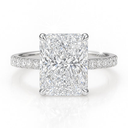 3.5 Carat Lab-Grown Diamond Band Engagement Ring 18k White Gold – Radiant Cut