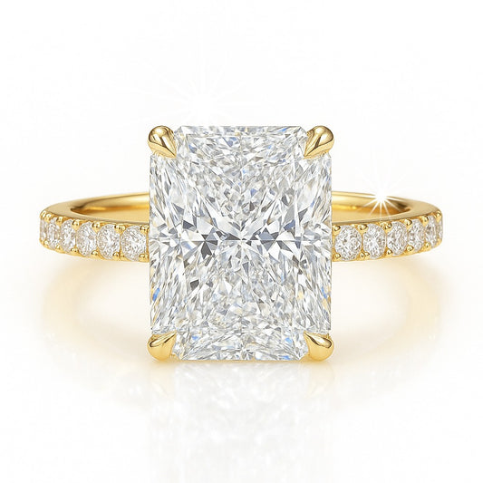 3.5 Carat Lab-Grown Diamond Band Engagement Ring 18k White Gold – Radiant Cut