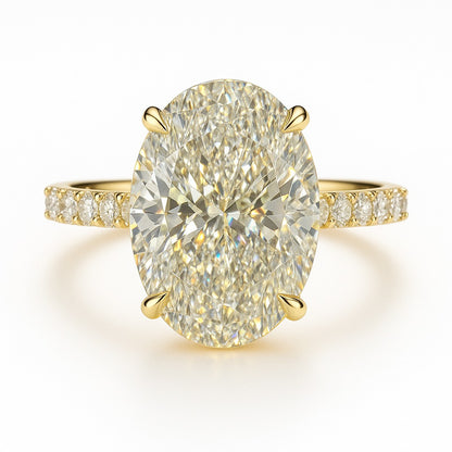 3.5 Carat Lab-Grown Oval Diamond Engagement Ring with Diamond Band