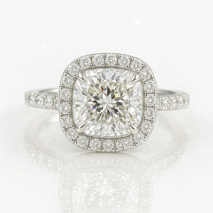 3 Carat Cushion Lab-Grown Halo Engagement Ring 18k White Gold