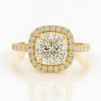 3 Carat Cushion Lab-Grown Halo Engagement Ring 18k White Gold