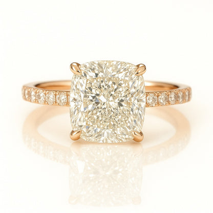 3 Carat Lab-Grown Cushion Diamond Engagement Ring Diamond Band – 18k White Gold