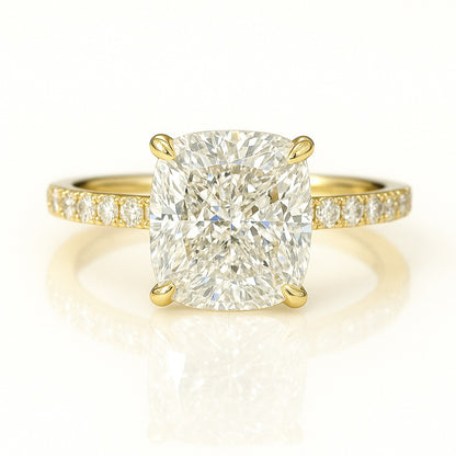 3 Carat Lab-Grown Cushion Diamond Engagement Ring Diamond Band – 18k White Gold