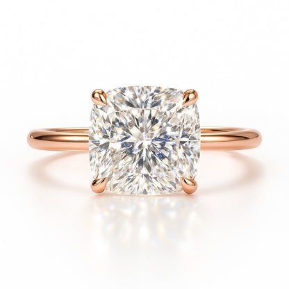 3 Carat Lab-Grown Cushion Diamond Solitaire Engagement Ring 18K Yellow Gold