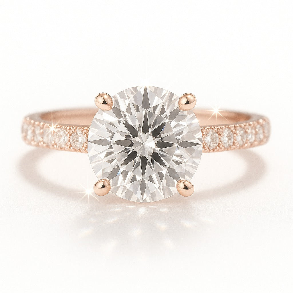 3 Carat Lab-Grown Diamond Band Engagement Ring – Round Cut