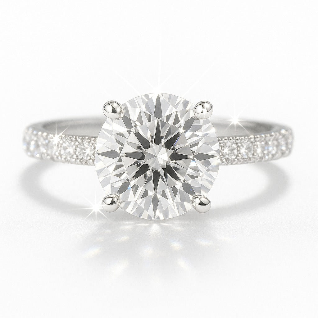 3 Carat Lab-Grown Diamond Band Engagement Ring – Round Cut
