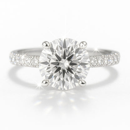 3 Carat Lab-Grown Diamond Band Engagement Ring – Round Cut