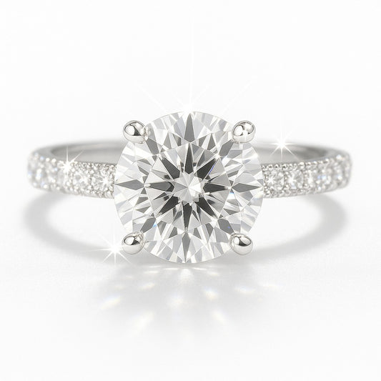 3 Carat Lab-Grown Diamond Band Engagement Ring – Round Cut