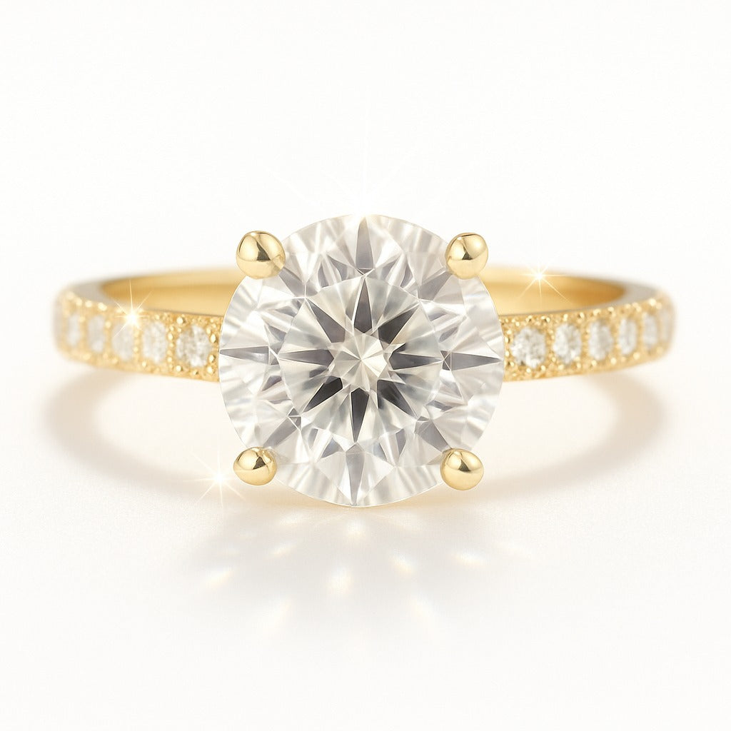 3 Carat Lab-Grown Diamond Band Engagement Ring – Round Cut