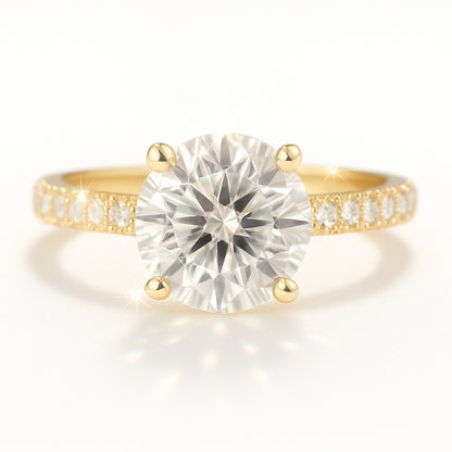 3 Carat Lab-Grown Diamond Band Engagement Ring – Round Cut