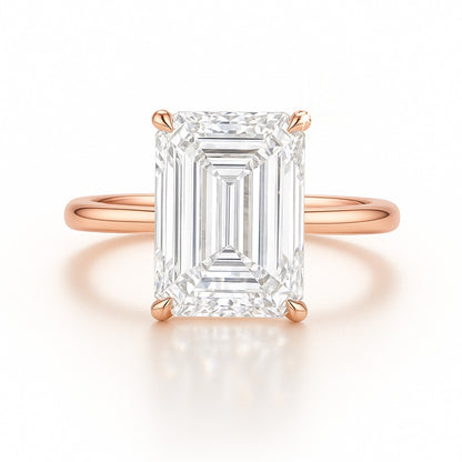 3 Carat Lab-Grown Emerald Cut Diamond Solitaire Engagement Ring - 18k White Gold