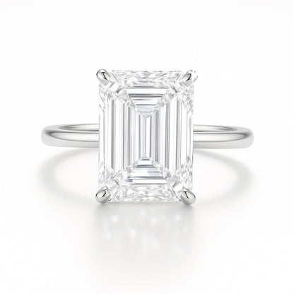 3 Carat Lab-Grown Emerald Cut Diamond Solitaire Engagement Ring - 18k White Gold
