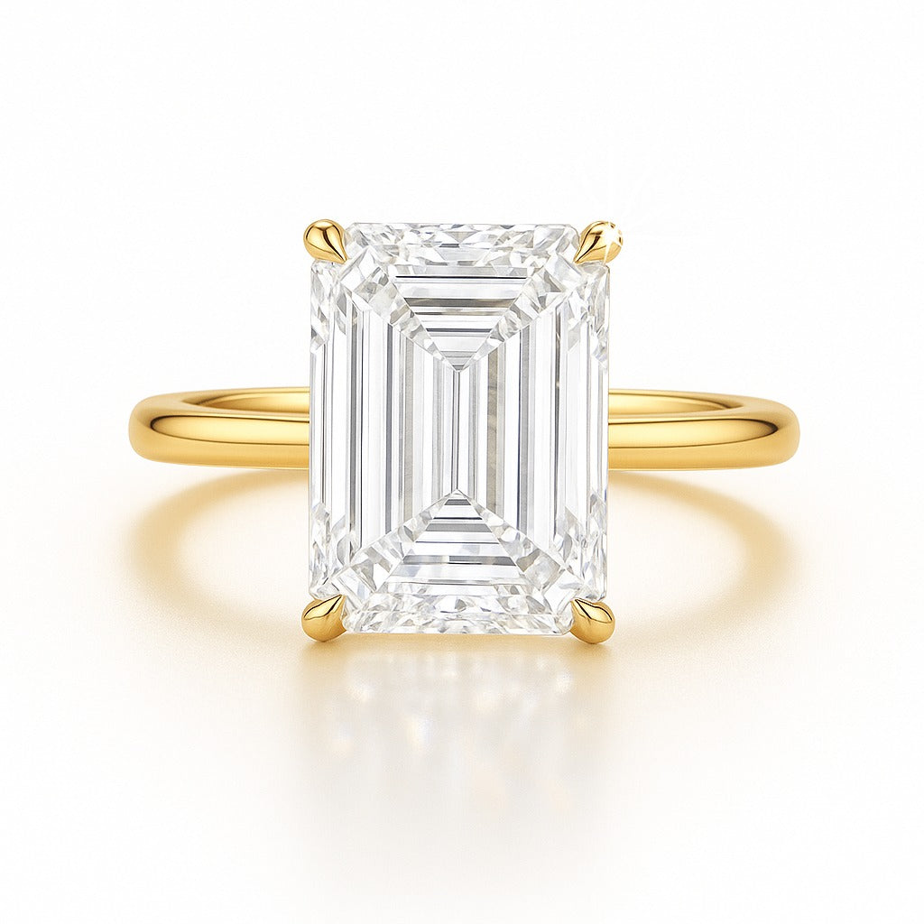 3 Carat Lab-Grown Emerald Cut Diamond Solitaire Engagement Ring - 18k White Gold