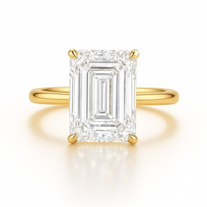 3 Carat Lab-Grown Emerald Cut Diamond Solitaire Engagement Ring - 18k White Gold