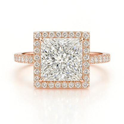 3 Carat Lab-Grown Halo Engagement Ring 18K White Gold – Princess Cut Diamond