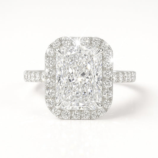 3 Carat Lab-Grown Halo Engagement Ring – Radiant Cut Diamond