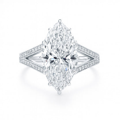 3 Carat Lab-Grown Marquise Diamond Band Engagement Ring in 18k Yellow Gold