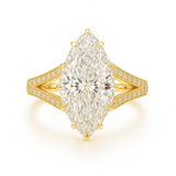 3 Carat Lab-Grown Marquise Diamond Band Engagement Ring in 18k Yellow Gold