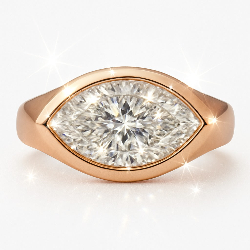 3 Carat Lab-Grown Marquise Diamond Solitaire Engagement Ring - 18k White Gold