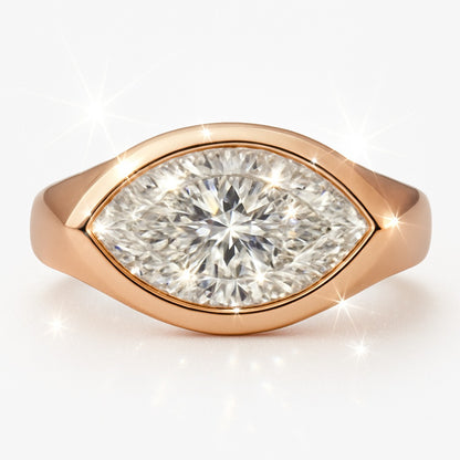 3 Carat Lab-Grown Marquise Diamond Solitaire Engagement Ring - 18k White Gold