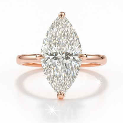 3 Carat Lab-Grown Marquise Diamond Solitaire Engagement Ring - 18k White Gold