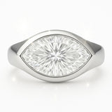 3 Carat Lab-Grown Marquise Diamond Solitaire Engagement Ring - 18k White Gold