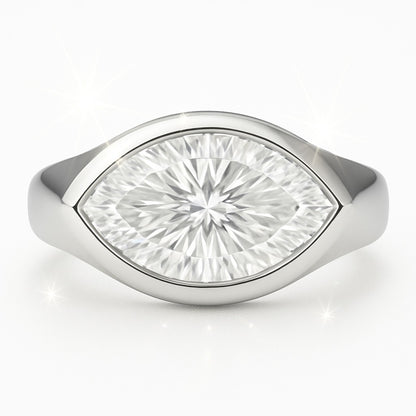 3 Carat Lab-Grown Marquise Diamond Solitaire Engagement Ring - 18k White Gold