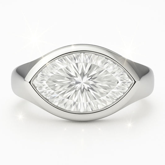 3 Carat Lab-Grown Marquise Diamond Solitaire Engagement Ring - 18k White Gold