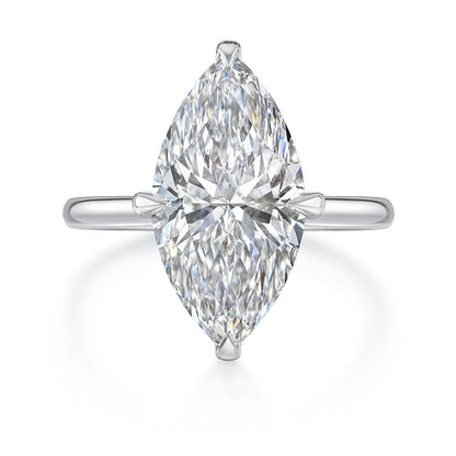 3 Carat Lab-Grown Marquise Diamond Solitaire Engagement Ring - 18k White Gold