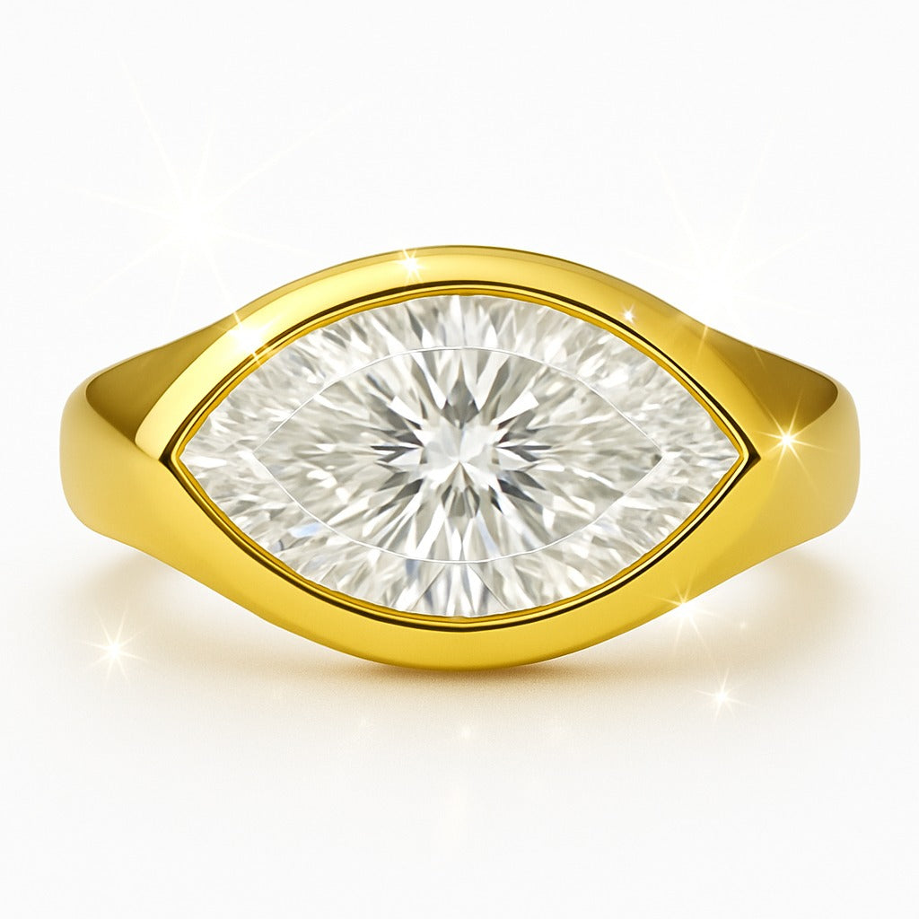 3 Carat Lab-Grown Marquise Diamond Solitaire Engagement Ring - 18k White Gold