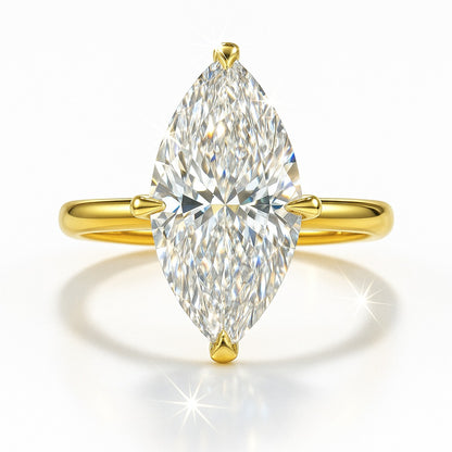 3 Carat Lab-Grown Marquise Diamond Solitaire Engagement Ring - 18k White Gold