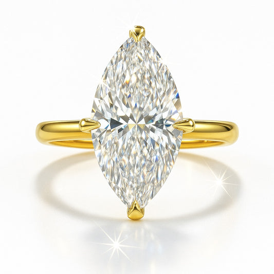 3 Carat Lab-Grown Marquise Diamond Solitaire Engagement Ring - 18k White Gold