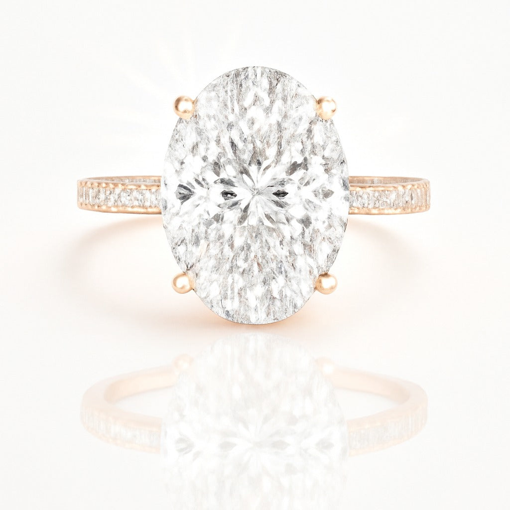 3 Carat Lab-Grown Oval Diamond Band Engagement Ring
