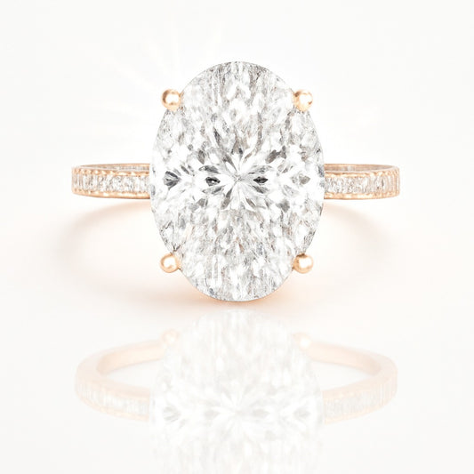 3 Carat Lab-Grown Oval Diamond Band Engagement Ring