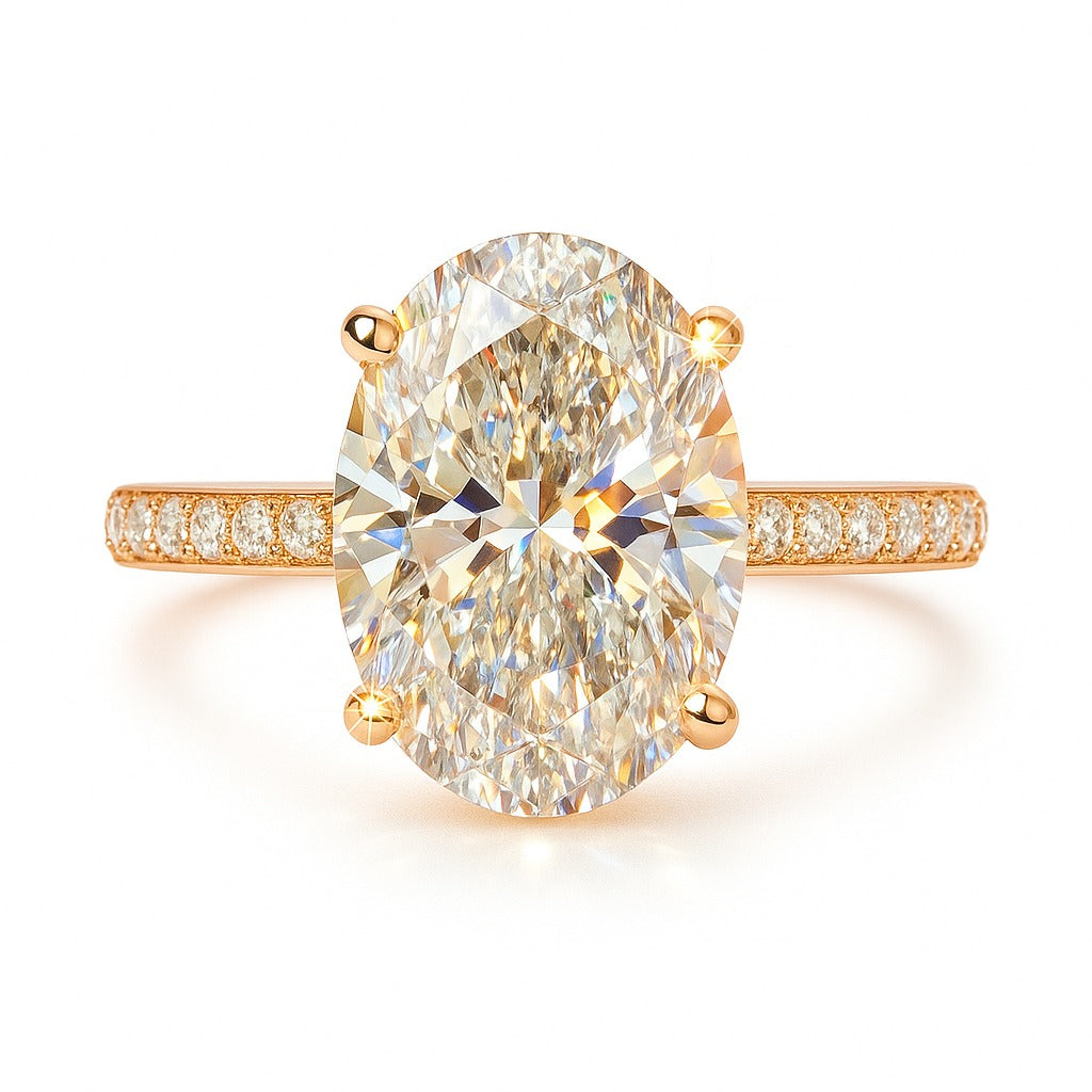 3 Carat Lab-Grown Oval Diamond Band Engagement Ring