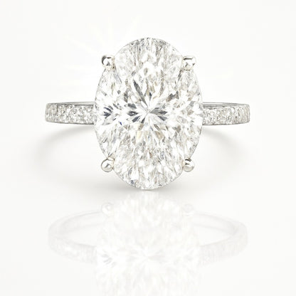 3 Carat Lab-Grown Oval Diamond Band Engagement Ring
