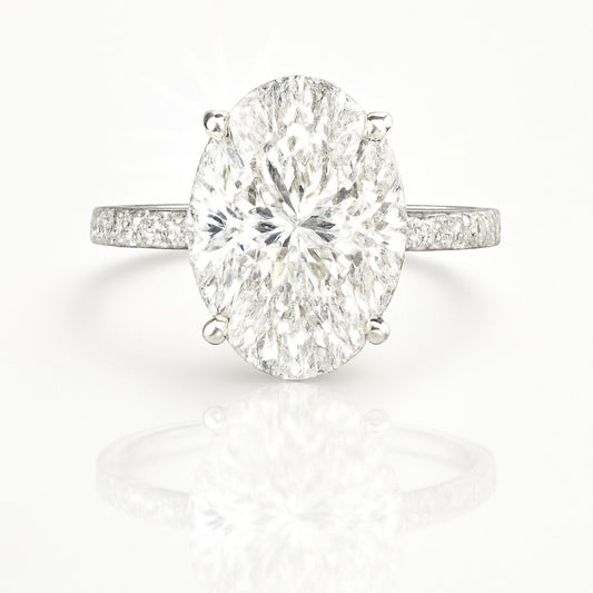3 Carat Lab-Grown Oval Diamond Band Engagement Ring