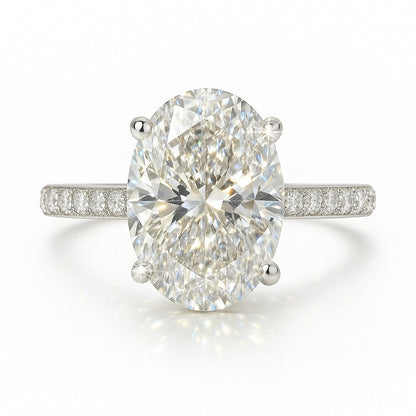 3 Carat Lab-Grown Oval Diamond Band Engagement Ring