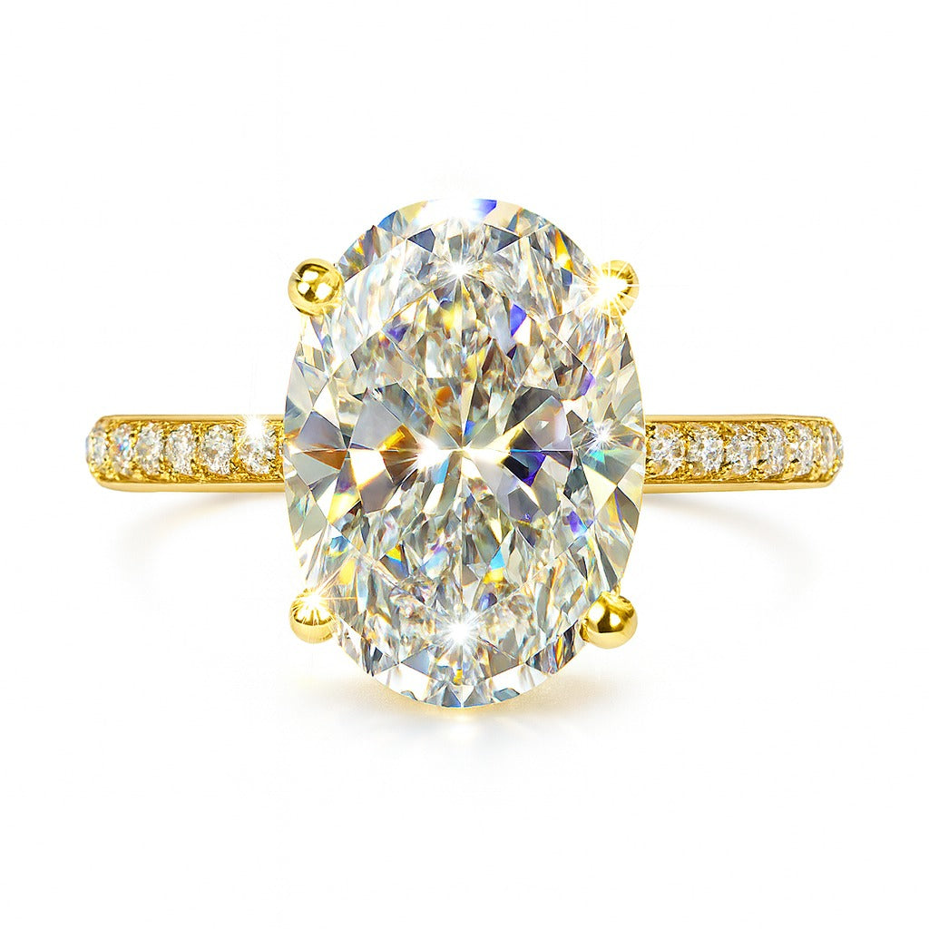 3 Carat Lab-Grown Oval Diamond Band Engagement Ring
