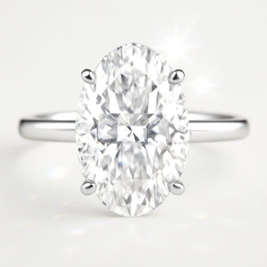 3 Carat Lab-Grown Oval Diamond Solitaire Engagement Ring