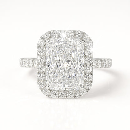 3 Carat Lab-Grown Radiant Diamond Halo Engagement Ring
