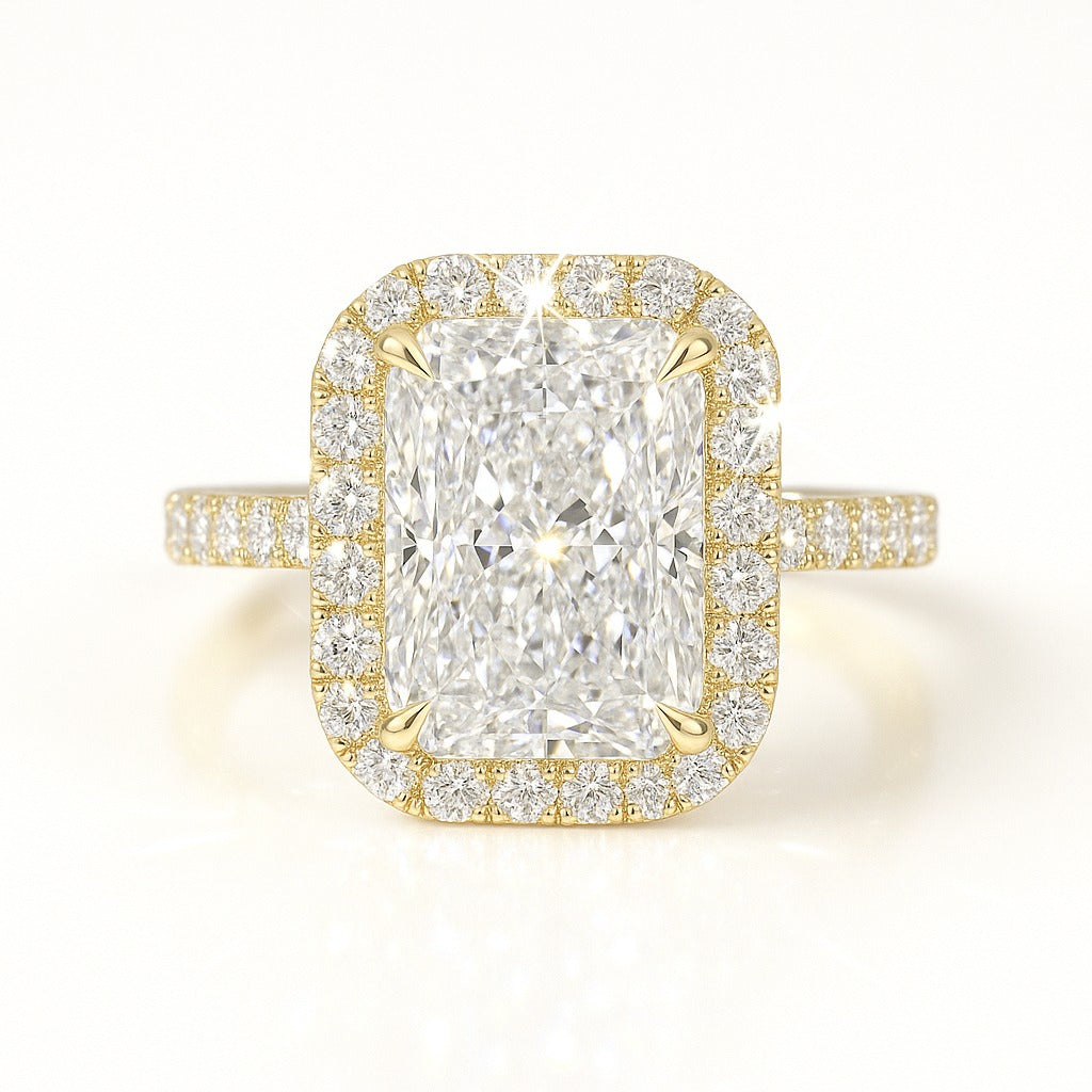 3 Carat Lab-Grown Radiant Diamond Halo Engagement Ring