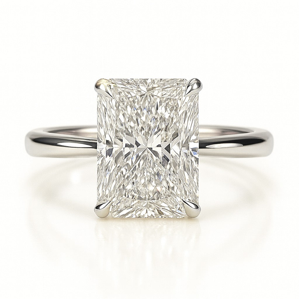 3 Carat Lab-Grown Radiant Diamond Solitaire Engagement Ring 18k White Gold