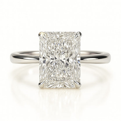 3 Carat Lab-Grown Radiant Diamond Solitaire Engagement Ring 18k White Gold