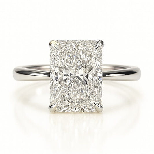 3 Carat Lab-Grown Radiant Diamond Solitaire Engagement Ring 18k White Gold
