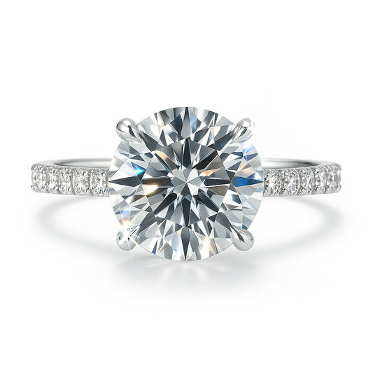 3 Carat Lab-Grown Round Diamond Band Engagement Ring
